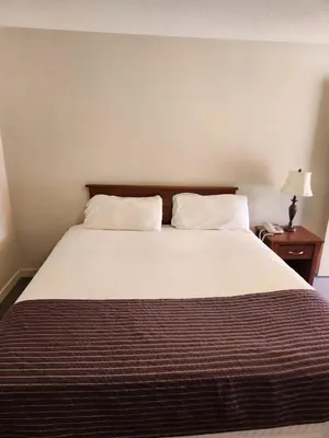 a bedroom with a large bed with two pillows at Grantview Inn in Surrey