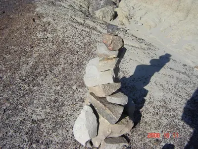 a pile of rocks on the side of the road at Hoo-Doo Motel in Drumheller