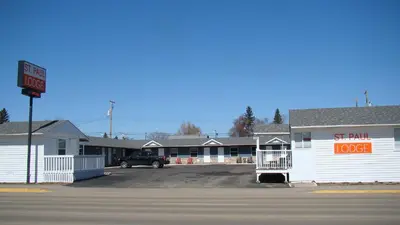 a building with a sign for a star palm lodge at St. Paul Lodge in St. Paul