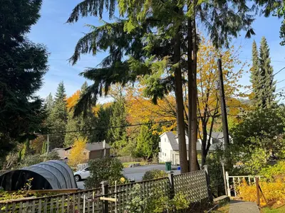 a yard with a fence and a house at Friendly and cozy home with separate entrance No Pets Allowed in Burnaby