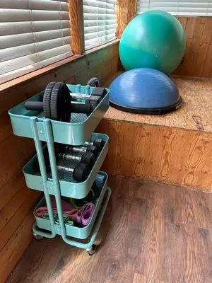a shelf with a tire and a ball on a table at Good Old Days Main Retro in Vancouver