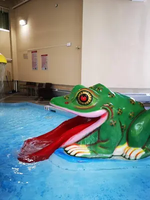 a green frog in a pool of water at Sweet Condo Canmore GR\uff1a\uff09 in Canmore