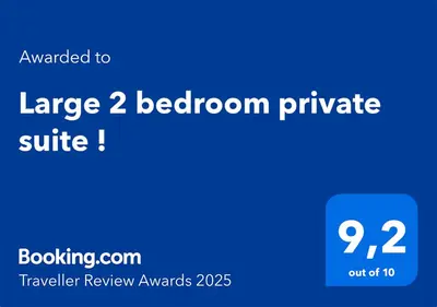 a blue sign with the words large bedroom private at Large 2 bedroom private suite ! in North Vancouver