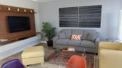 a living room with a couch and a tv at Cityzen Sanctuary in Victoria