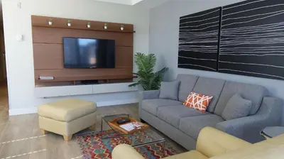 a living room with a couch and a tv at Cityzen Sanctuary in Victoria