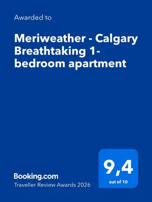 a screenshot of a cell phone with the text upgraded to refrigerator gateway breakthrough bedroom at Meriweather - Calgary Breathtaking 1-bedroom apartment in Calgary