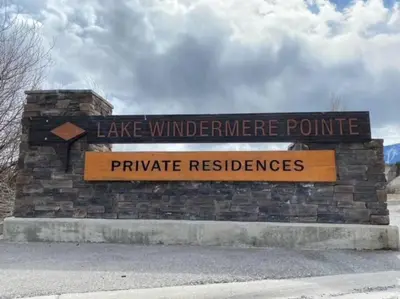 a sign that reads lake windermere point private reserves at Lake Windermere Pointe by StayIn in Invermere