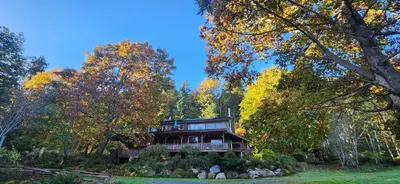 a house on a hill in the trees at Hummingbird B&B in Gabriola