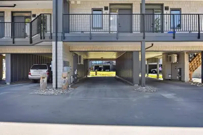 a parking lot in a building with a parking meter at The Beach House at Saratoga #2 in Oyster Bay