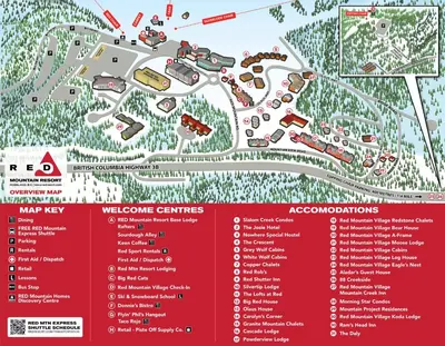 a map of the wyre cone centres at Silver Tip 2 Bedroom Condo in Rossland