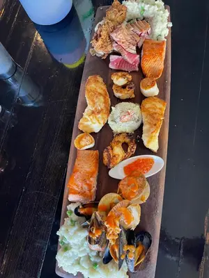 a tray of different types of food on a table at Oysterbeds offers our Oyster Suite in Lund