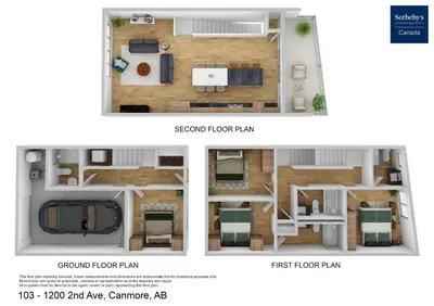 two views of a floor plan of a house at Scenic Views in a Luxurious Townhouse in Canmore