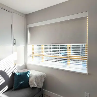 a window with a roller blind in a room at KING Bed STUDIO in the Village in Whistler