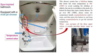 a diagram of a toilet with a red and blue wire at C111 Canmore World Class Solara Resort - Hot tub, Pool, Gym, AirCon, Free Parking & Netflix in Canmore