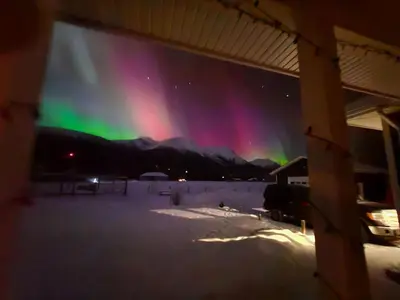 a view of the northern lights in the sky at Simcoe B&B - Incredible vacation suite in Smithers