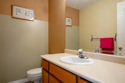 a bathroom with a sink and a toilet at Fort Wine Manor, Entire Private Estate Home in Maple Ridge District Municipality