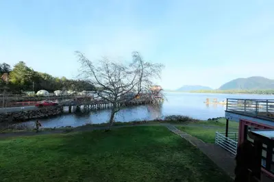 a view of a body of water with a tree at Tofino Eco Waterfront Condo in Tofino
