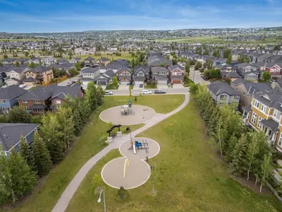 an aerial view of a residential neighbourhood with houses at Modern 2BR Private Suite NW Near Airport & Amazing Shopping! Free Banff Pass, Netflix, Parking! in Calgary