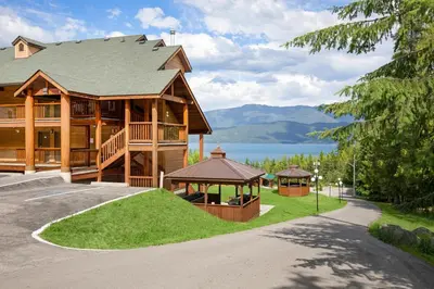 a log home with a gazebo at Kootenay Lakeview Resort BW Signature Collection in Balfour