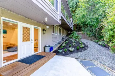 a front door of a house with a porch at Spacious 3Bedrooms Family Getaway in North Vancouver in North Vancouver