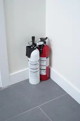 two fire hydrants sitting next to each other in a room at Center of the City in Vancouver