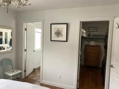 a bedroom with a door leading to a closet at Mountain View Villa with Saltwater Pool in Oliver