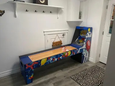 a childs play room with a colorful bench at Magical Themed Decor! Pets Welcome! 3 Bedrooms in Chase