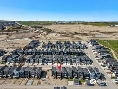 an aerial view of a parking lot at Executive Single Detached House with AC King Bed and More in Calgary
