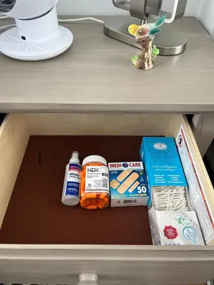 a drawer in a cabinet with some food in it at Downtown,FreeParking,Pool,Comfy,OceanMontain View in Vancouver