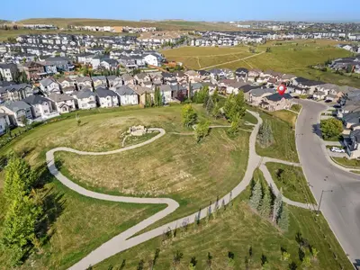 an aerial view of a suburb with houses at Private Sherwood Suite by Park in Calgary