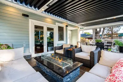 a patio with couches and a coffee table at World Cup Coastal Getaway in White Rock