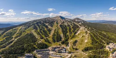 an aerial view of a mountain with trees at Raven's Nest - Mtn View & Hot Tub sleeps 6 in Carmi