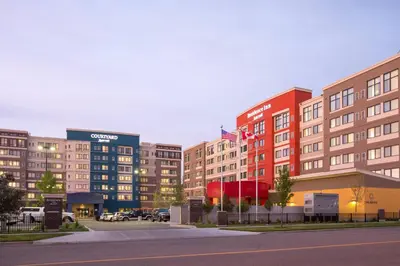 a row of tall buildings in a city at Courtyard by Marriott Calgary South in Calgary