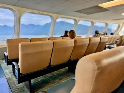a row of empty seats on an airplane at Island Coastal Retreat in Qualicum Beach