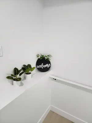 a shelf with three plants on a white wall at Cozy, Classy 2 BedRM Private Suite with Netflix and Parking in Edmonton