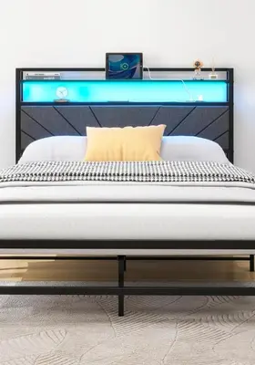 a mattress on a bed frame in a room at Private room in Edmonton
