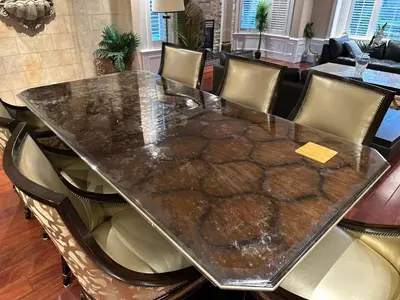 a large marble table with chairs around it at Cozy & Equipped Room Right Next to Mall & Skytrain in Vancouver