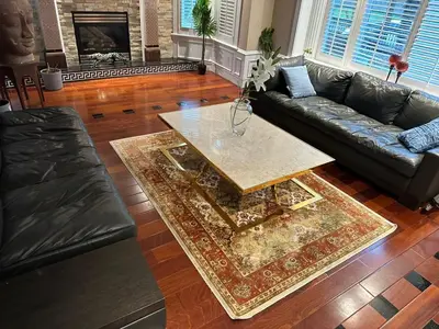 a living room with a couch and a coffee table at Luxury Room with Private Washroom in Prime Location in Vancouver