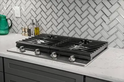 a stove top oven sitting on top of a counter at Bright & Spacious Family Retreat in Calgary