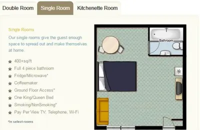 a page of a floor plan of a small apartment at Superlodge Lloydminster in Lloydminster
