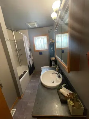 a bathroom with a sink and a toilet and a tub at Blaeberry Valley Vacation Rentals in Golden
