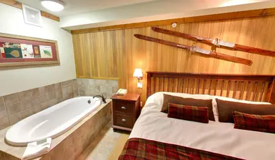 a bedroom with a bath tub and a bed and a bath tub at Embarc Panorama in Panorama