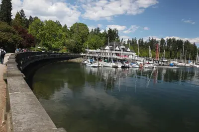 a group of boats are docked in a marina at Times Square Suites Hotel in Vancouver