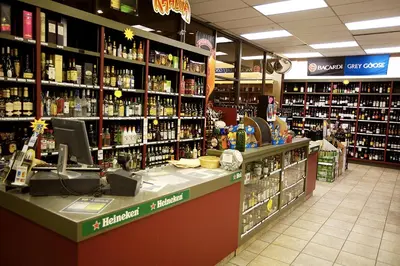 a store filled with lots of bottles of alcohol at Sea to Sky Hotel and Conference Centre in Squamish