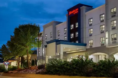 a rendering of the front of a hotel at Hampton Inn by Hilton Kamloops in Kamloops