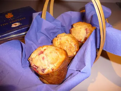 a basket of muffins sitting on a table at Cycle Inn Bed and Breakfast in Langford