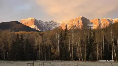 a group of mountains with trees in the foreground at Black Cat Guest Ranch in Brule Mines