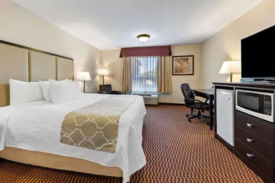 a hotel room with a bed and a desk at Best Western of Olds in Olds