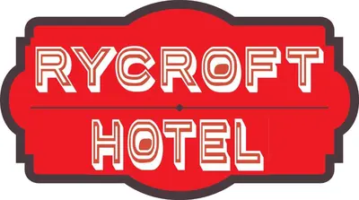 an image of a red hypervisor hotel sign at Rycroft Hotel in Rycroft