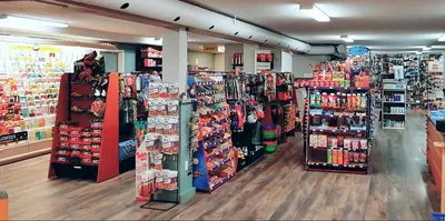 a store aisle with a lot of products on display at Riverside Resort & RV Park in Qualicum Beach